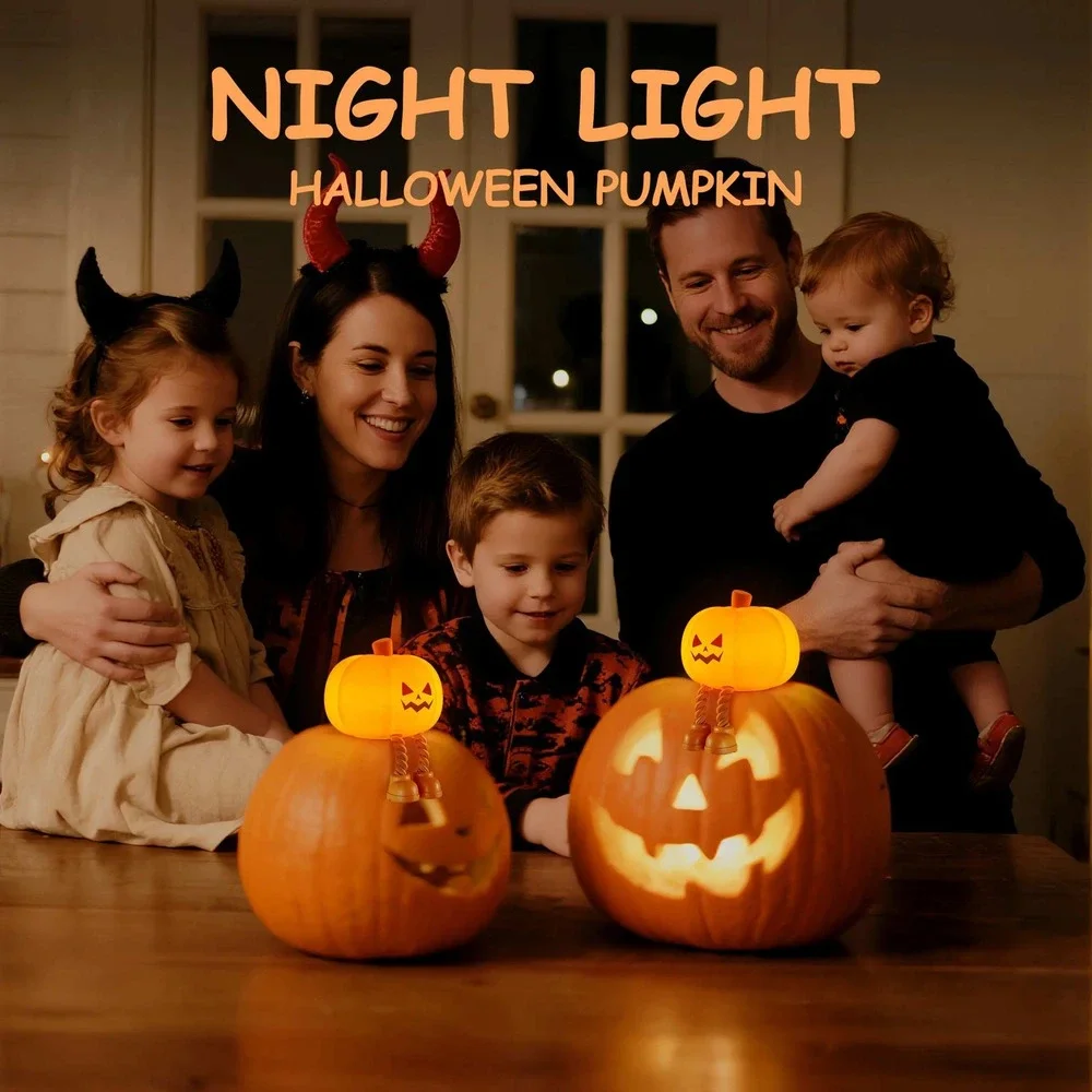 XO-OZ08 Halloween Pumpkin LED Night Light Dimmable Silicone Rechargeable Lamp